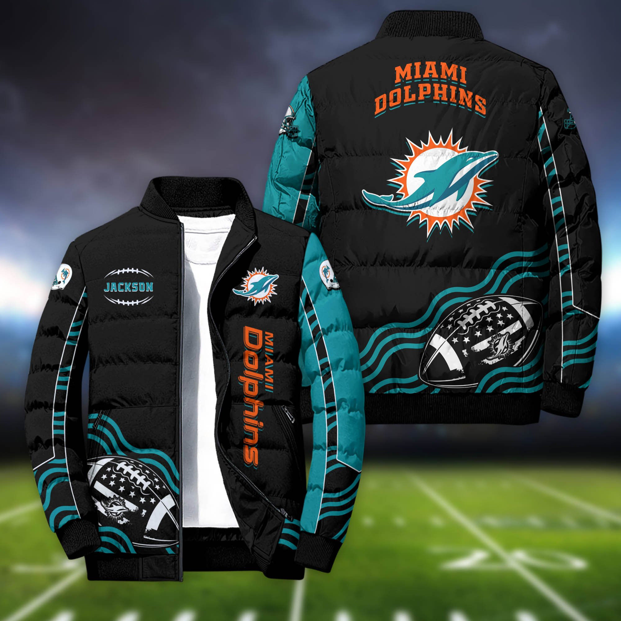 Miami Dolphins Personalized Outdoor Coat Puffer Jacket ETHY-61647