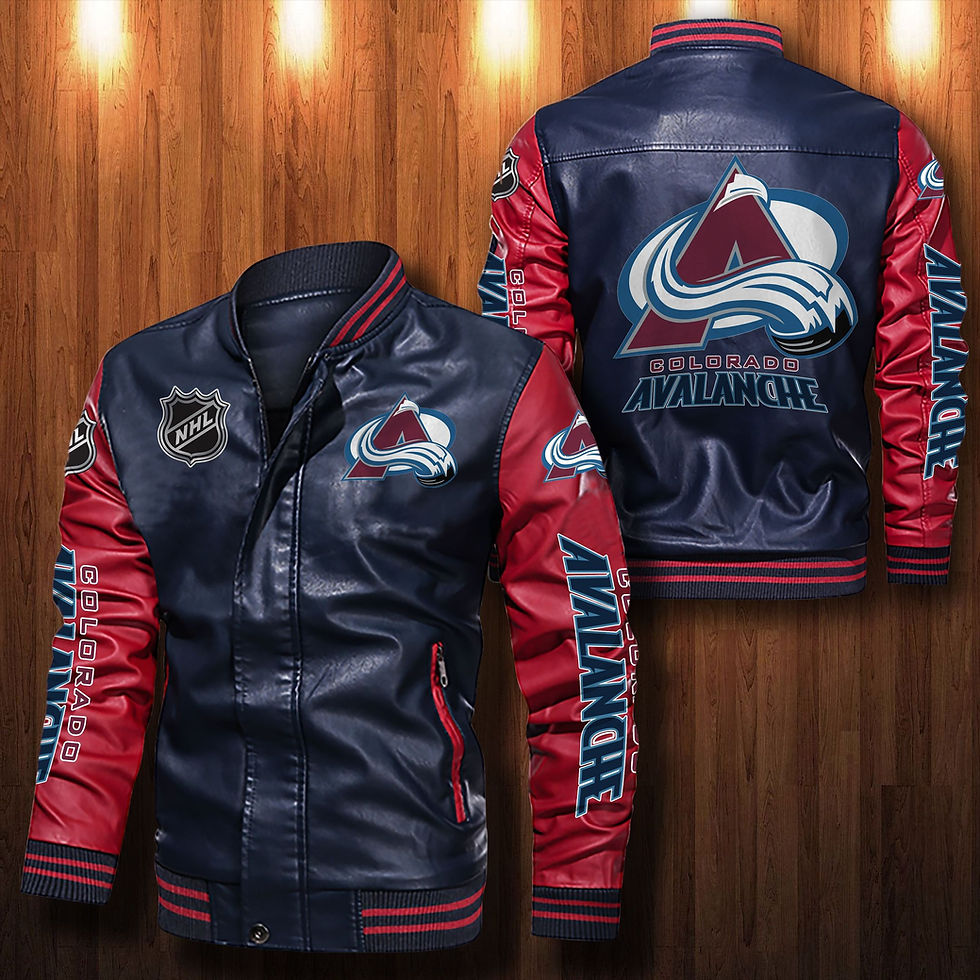 Thumbnail: Colorado Avalanche Leather Varsity Jacket Bomber Coat