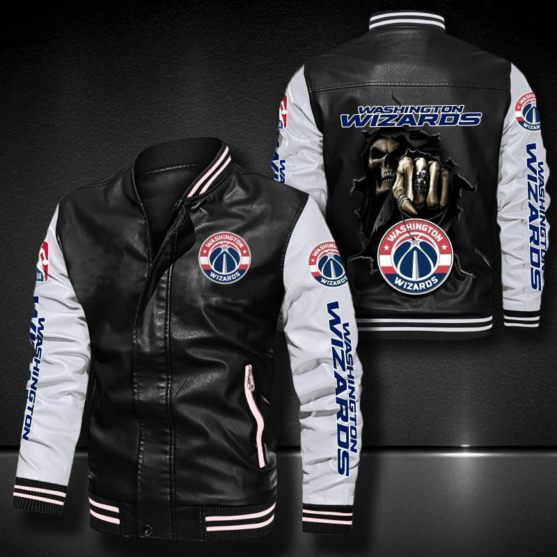 Washington Wizards Leather Bomber Jacket 1291