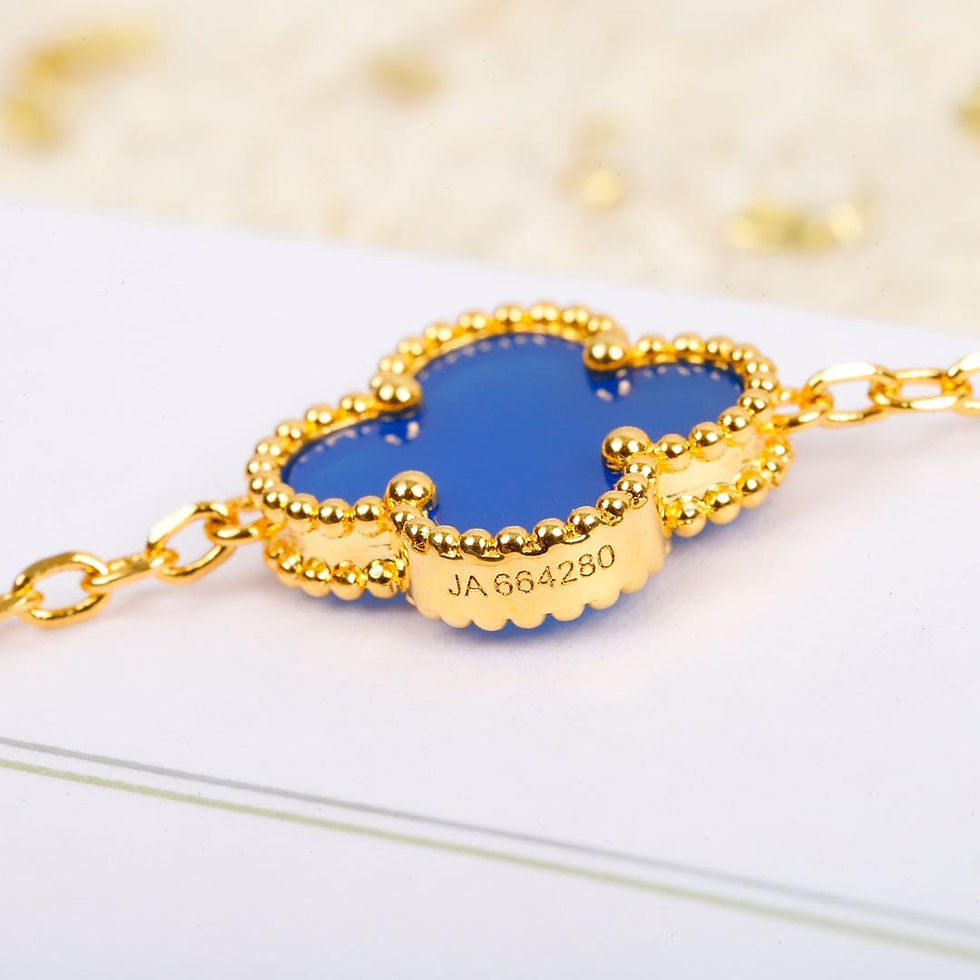 Thumbnail: Vintage Alhambra Blue Agate 10 Motifs Necklace