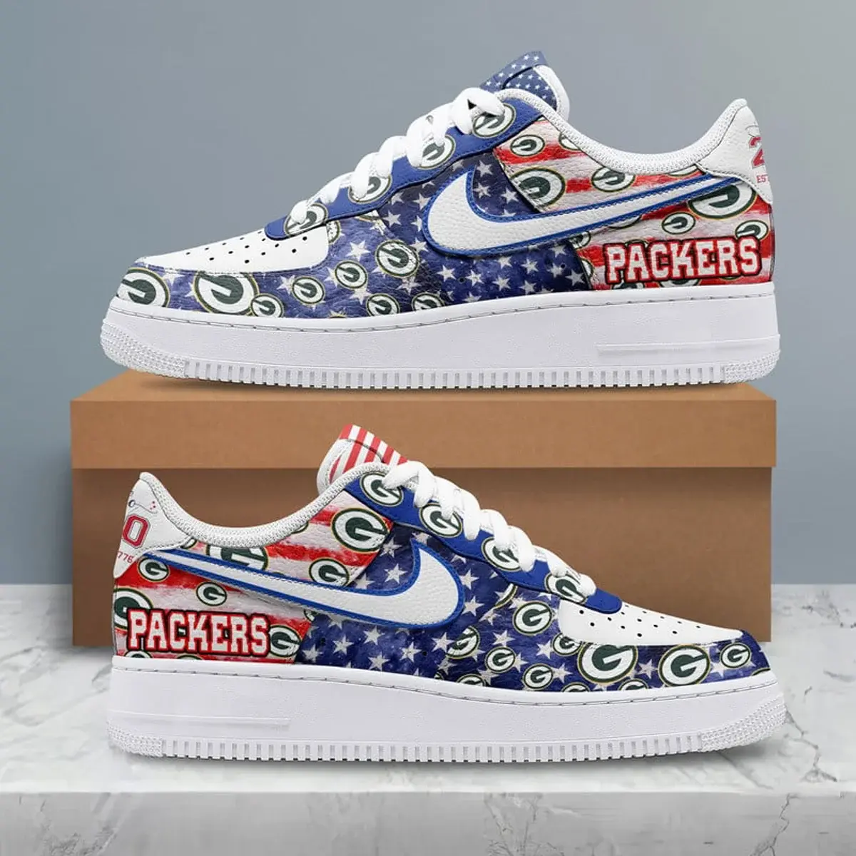 Green Bay Packers Premium NFL 250 Years Of America Custom Air Force 1 Sneakers
