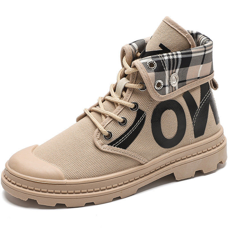New All-Match High-Top Girls Canvas Short Boots Women's Shoes