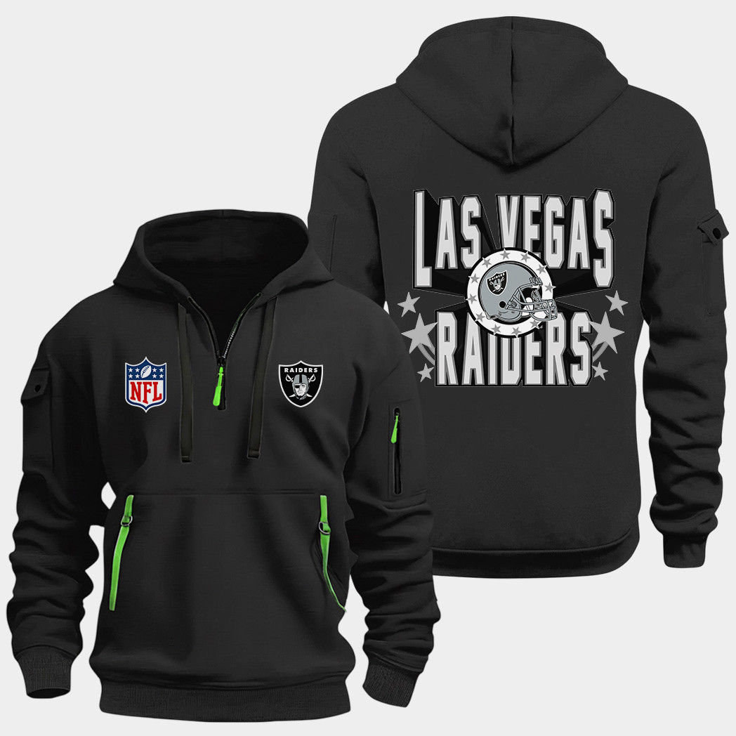 Las Vegas Raiders Black Quarter Zip Hoodie
