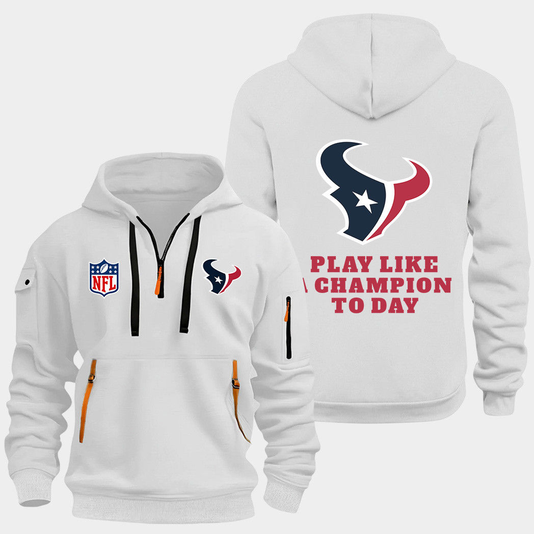 Houston Texans White Quarter Zip Hoodie
