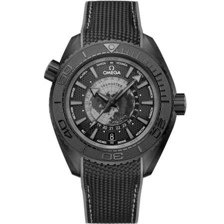 Omega Seamaster Planet Ocean 600M 45.5 mm, black ceramic on rubber strap, PVD
