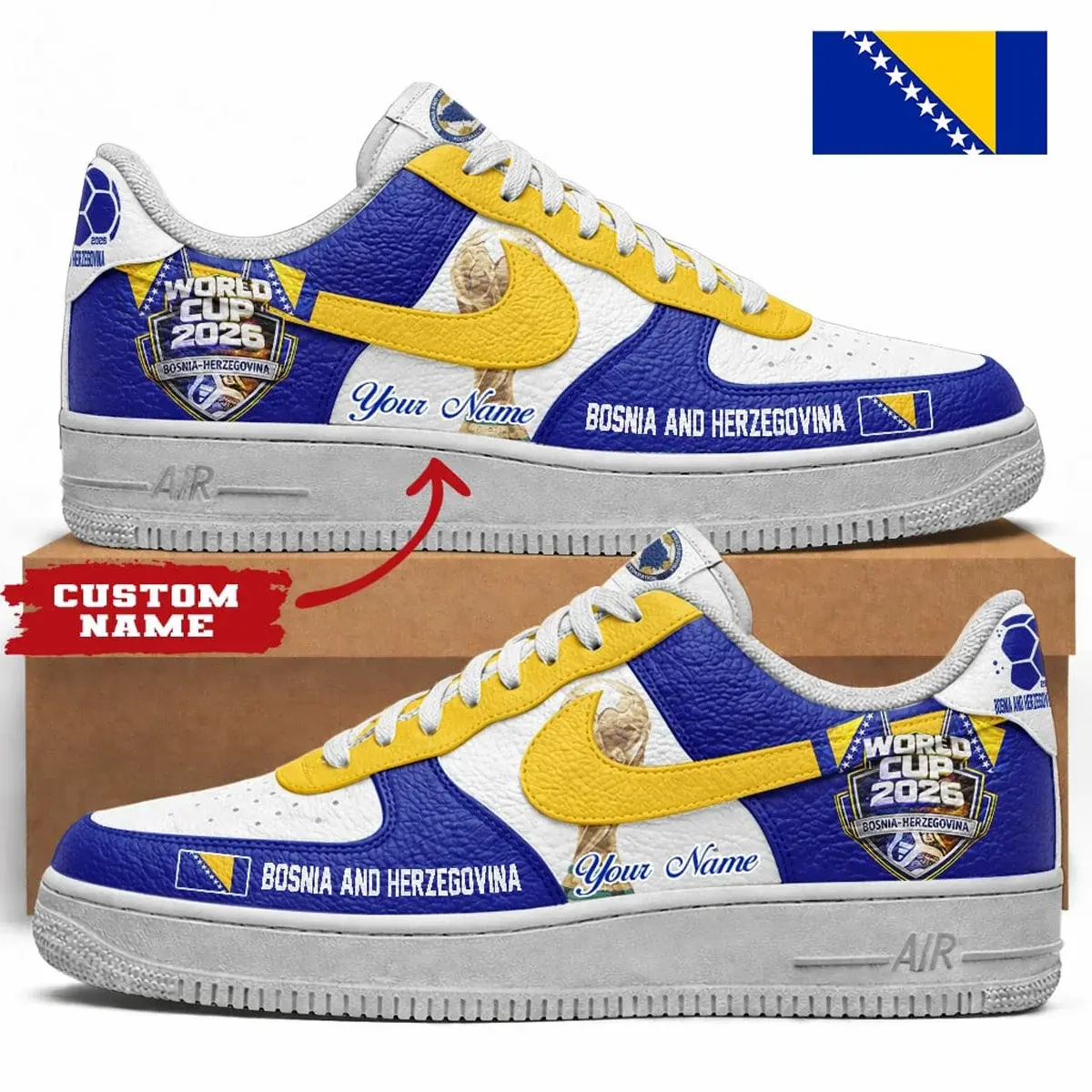 Bosnia and Herzegovina WC26 Road to Glory Custom Custom Air Force 1 Sneakers