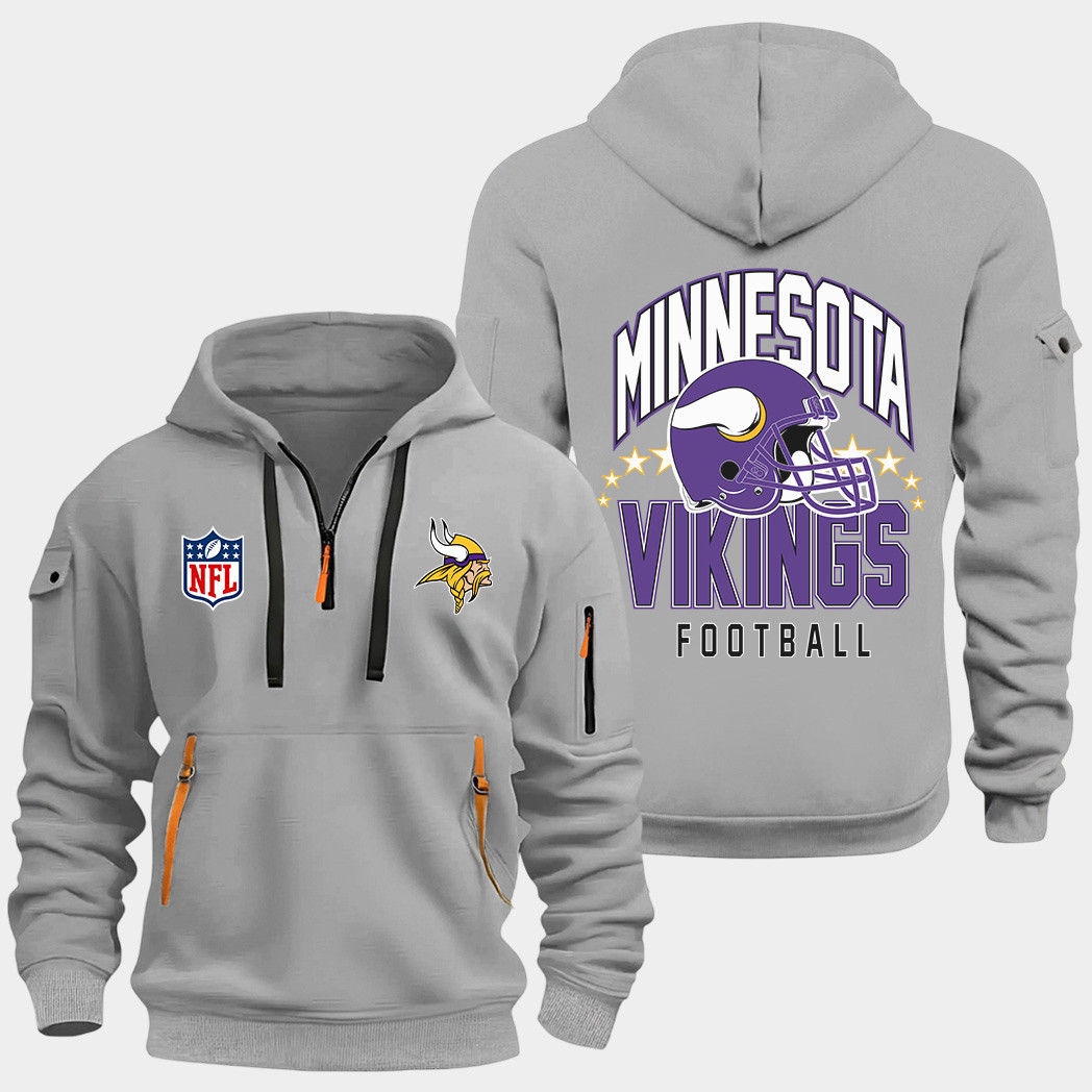 Minnesota Vikings Grey Quarter Zip Hoodie