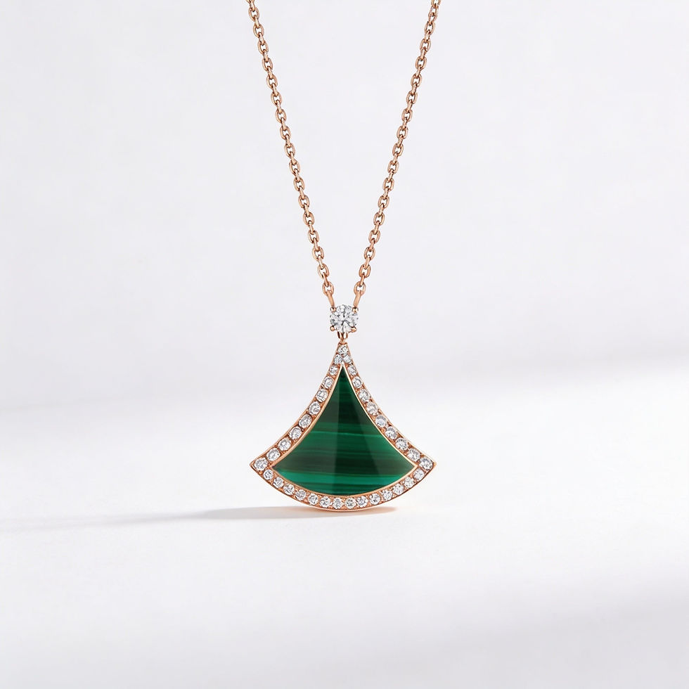 Thumbnail: Divas' Dream Green Framed Fan Necklace