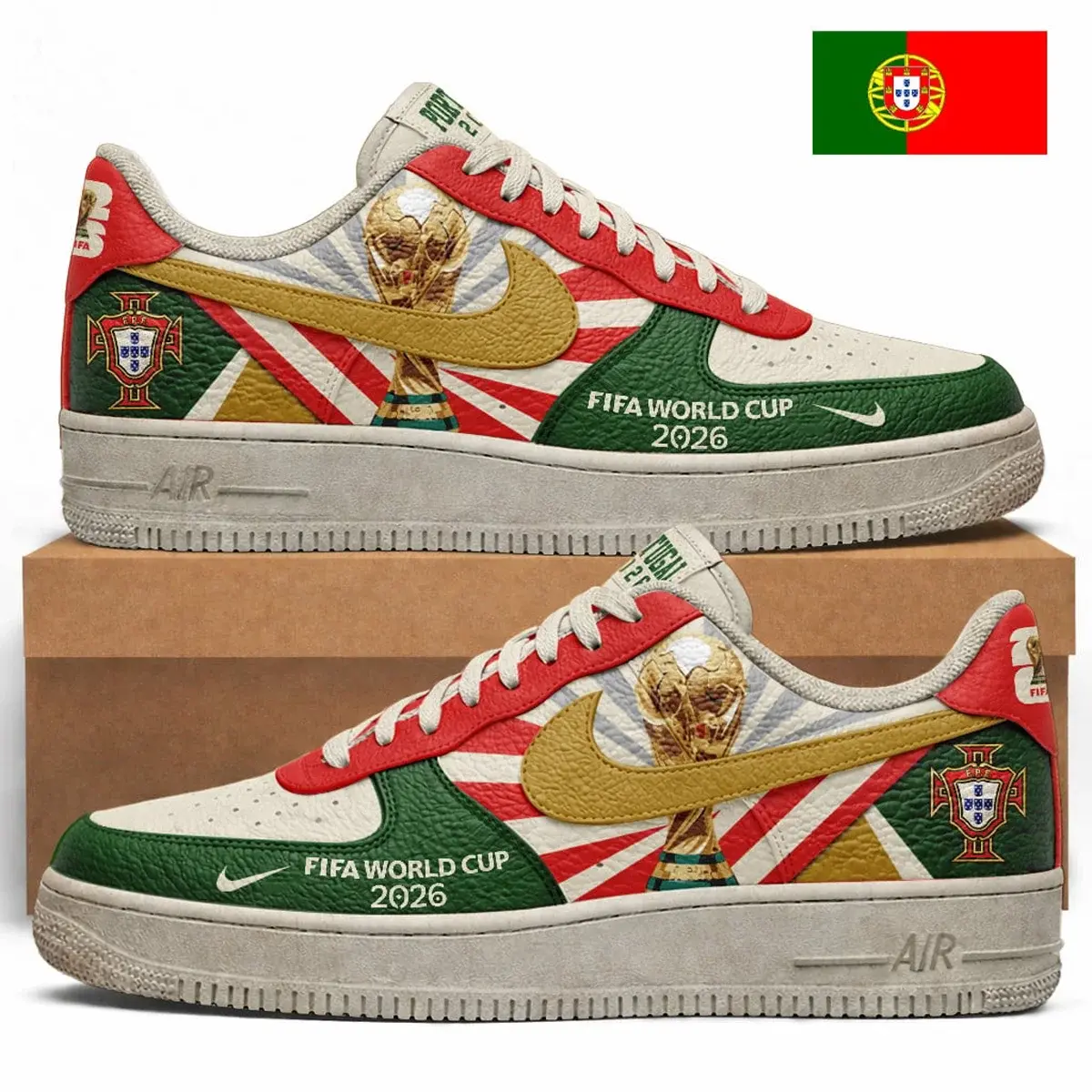 Portugal Premium WC26 Vintage Custom Air Force 1 - Air Jordan 1 Shoes Sneaker