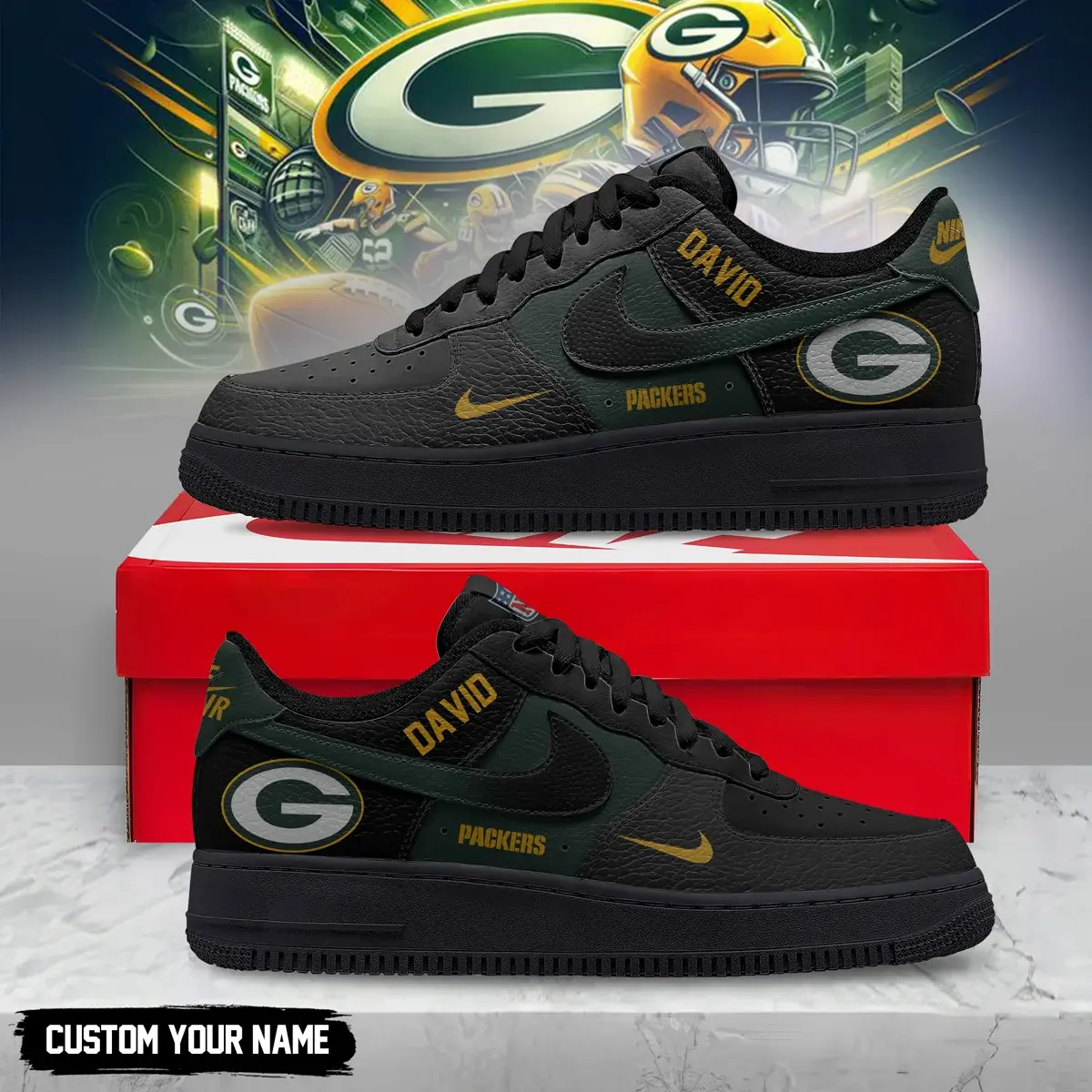 Green Bay Packers Premium NFL Black in Black AF1