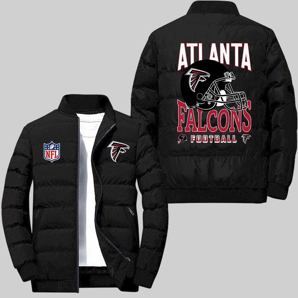 Atlanta Falcons NFL Team Logo American Football Helmet Pattern Black 2D Puffer J