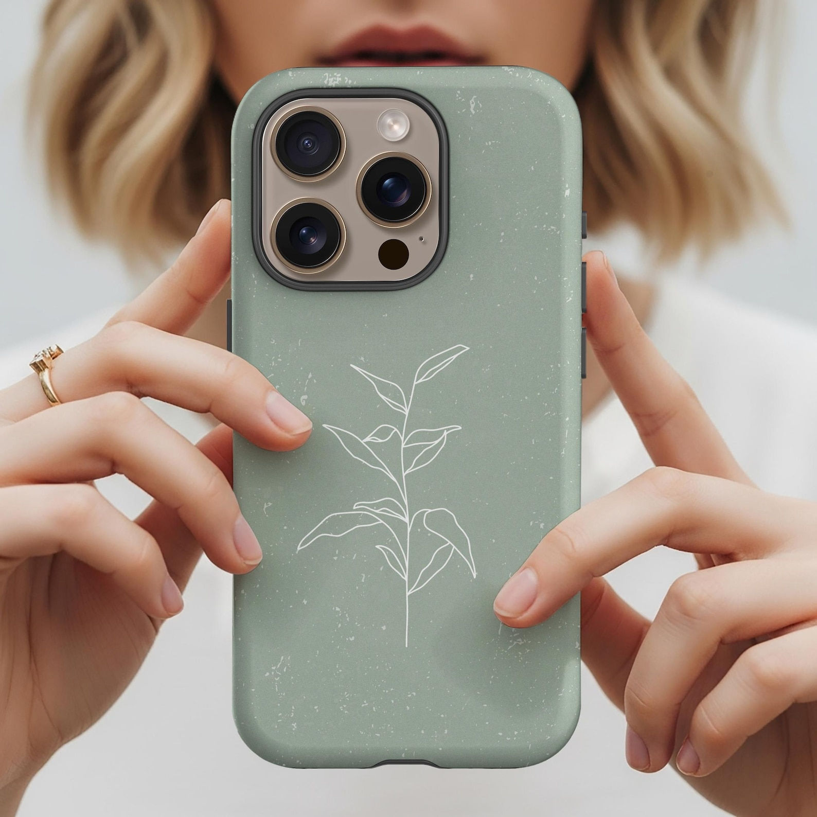 Botanical iPhone 17 Case, Sage Green Boho S25 Ultra Phone Case, Pixel 9 Case Boh