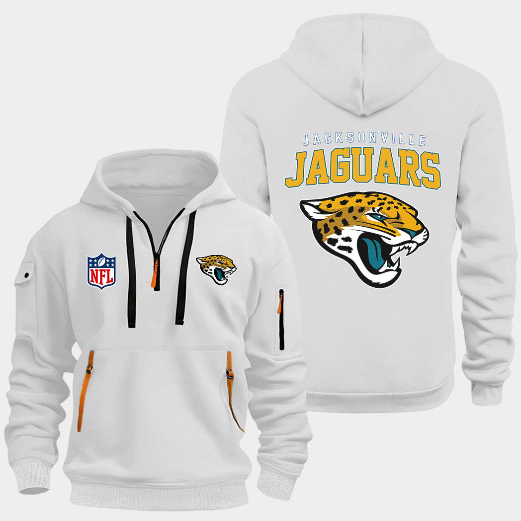 Jacksonville Jaguars White Quarter Zip Hoodie