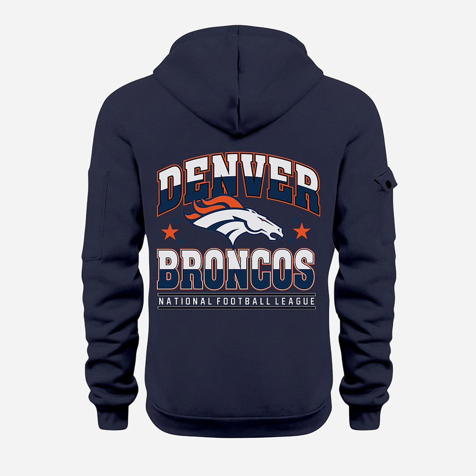 Thumbnail: Denver Broncos Navy Quarter Zip Hoodie
