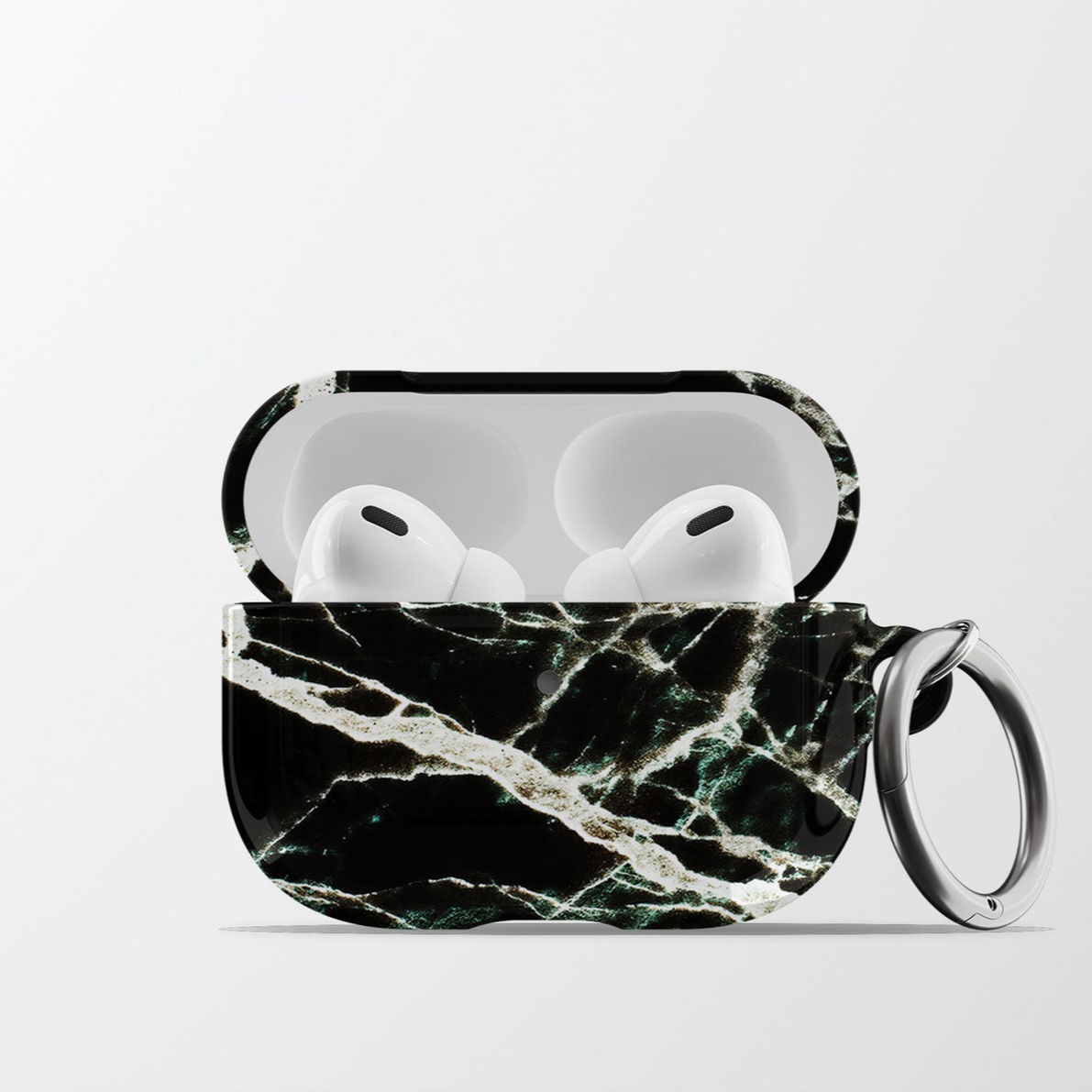 Black Marble AirPods Case | Marble Pattern Hard Shell Earbud Case Cover with Key
