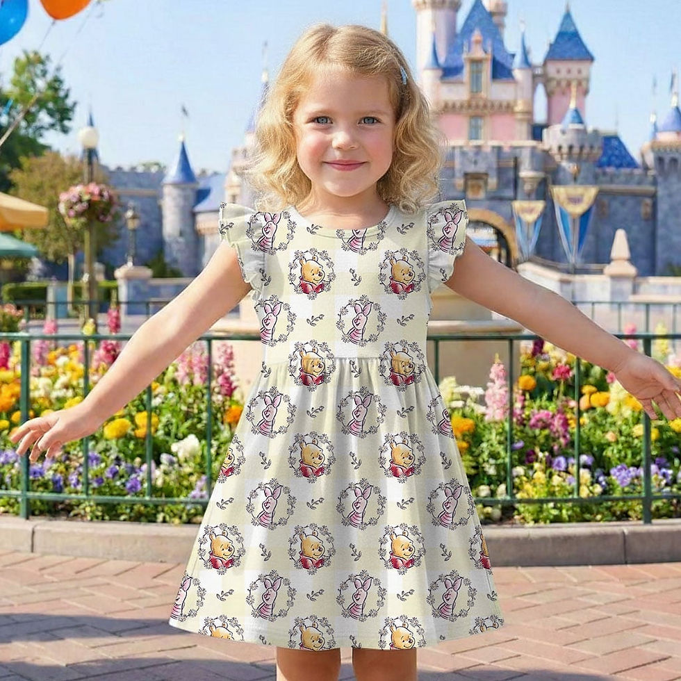 Thumbnail: Winnie the Pooh Piglet Outfit, Mama Mini Family Matching Dress