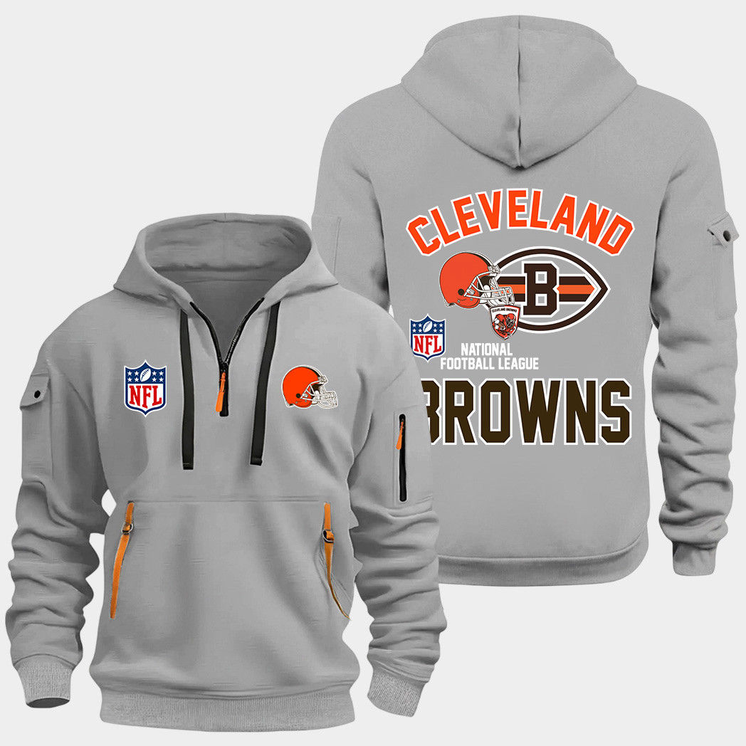 Cleveland Browns Grey Quarter Zip Hoodie