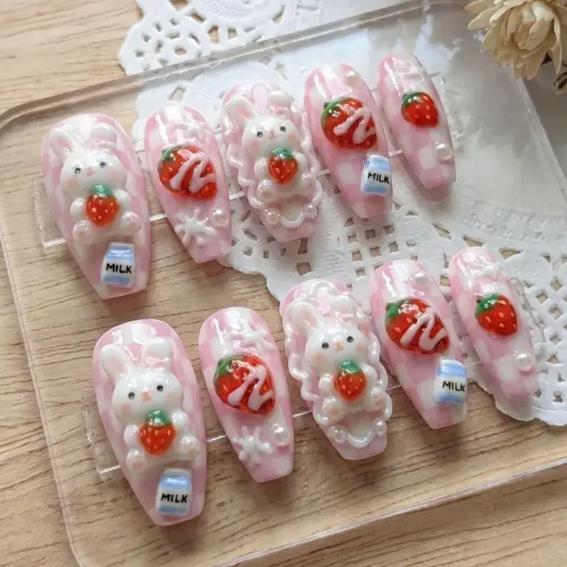 Thumbnail: press on nails, custom press on nails, fake nails, Nails Art