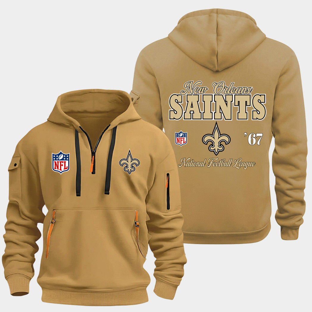 New Orleans Saints Gold Quarter Zip Hoodie