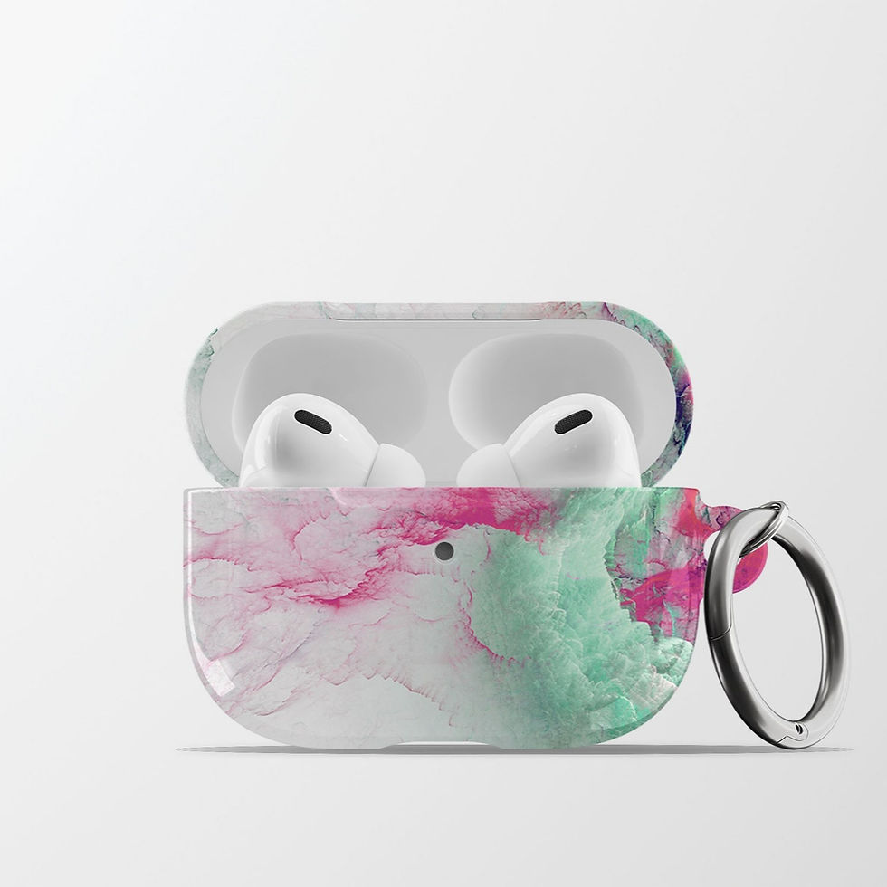 Thumbnail: Pink Marble AirPods Case | Marble Pattern Hard Shell Earbud Case Cover with Keyc