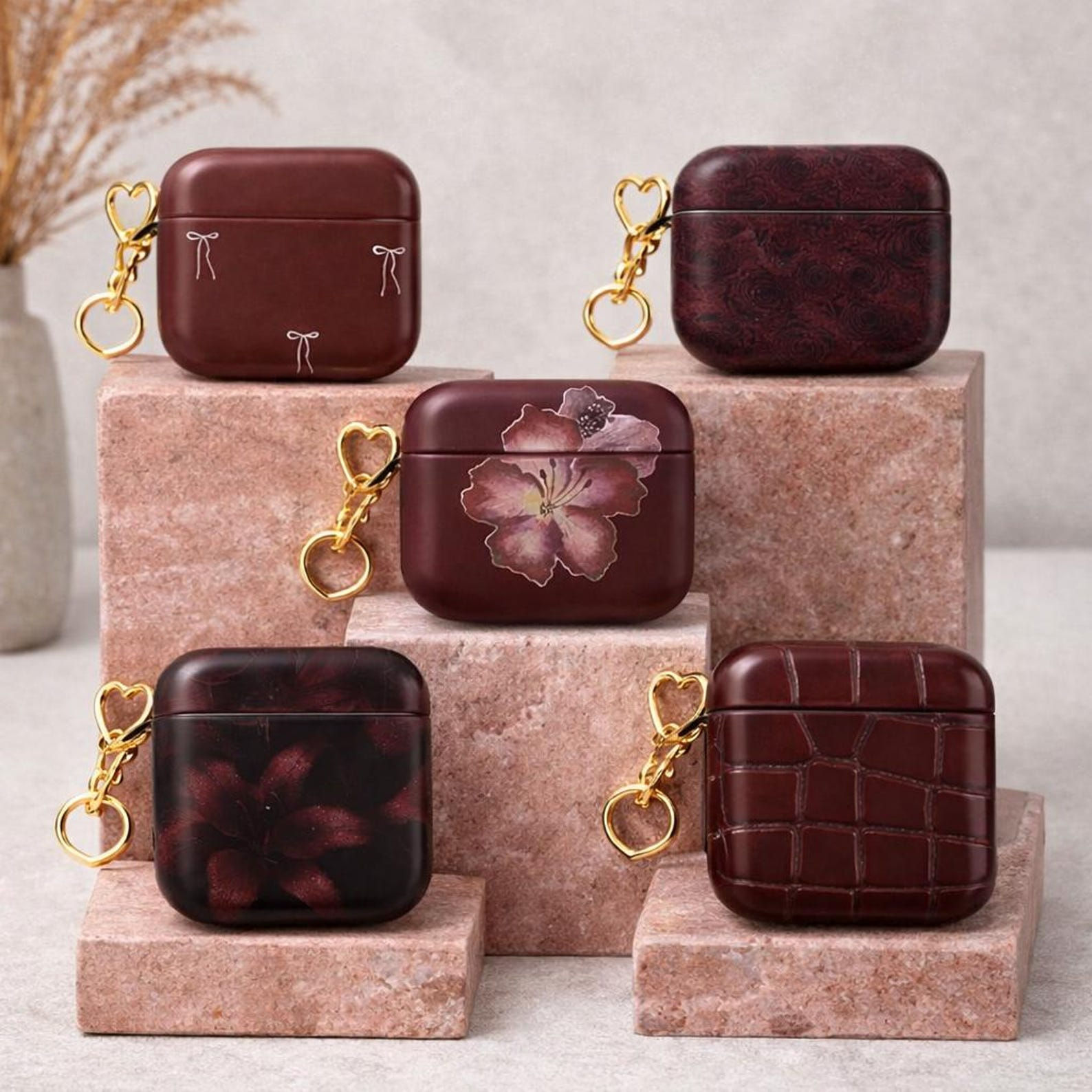 Burgundy Airpods Case Moody Elegant Deep red Cover for Airpod Gen 1 2 3 4, Shock