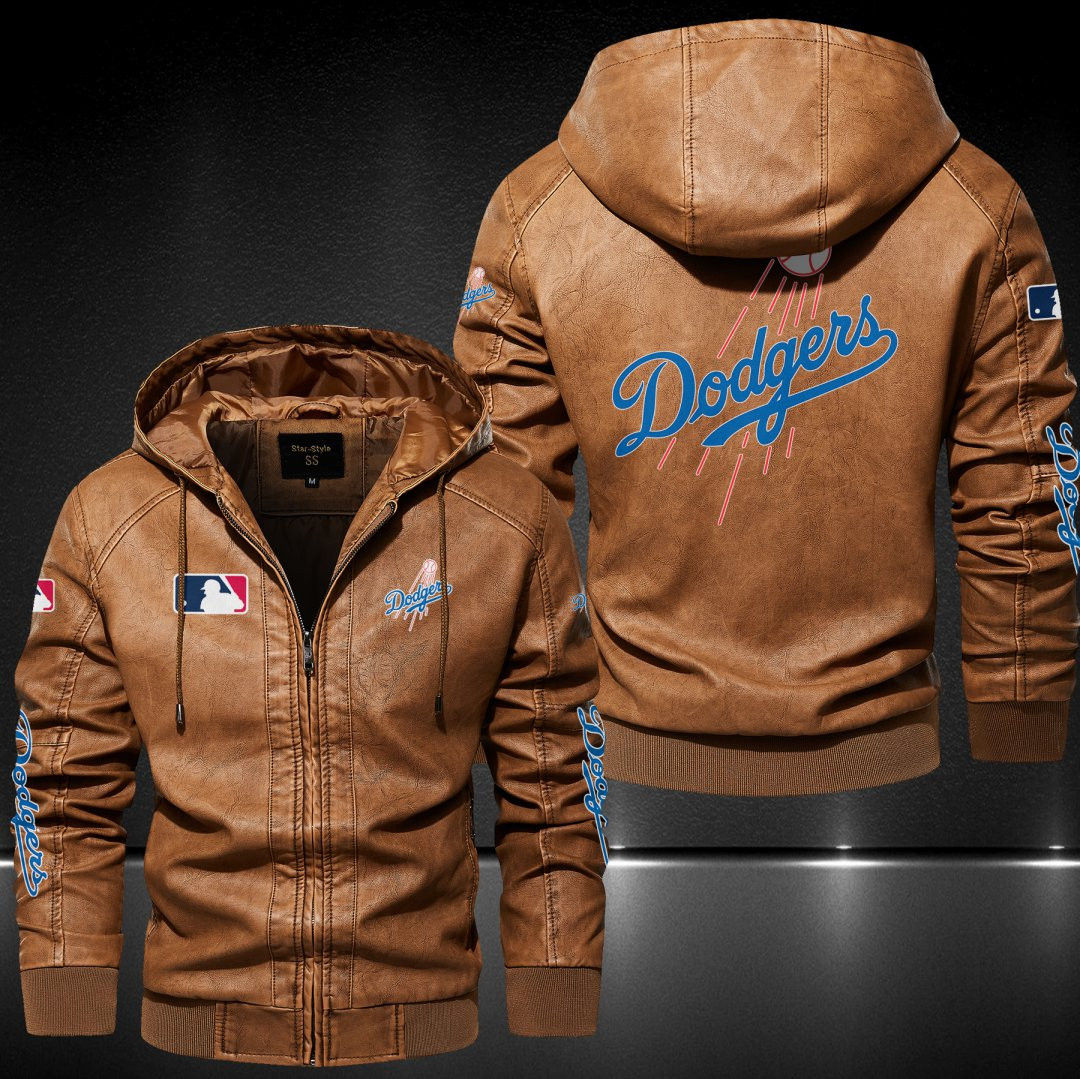 Los Angeles Dodgers Hooded Leather Jacket 9023