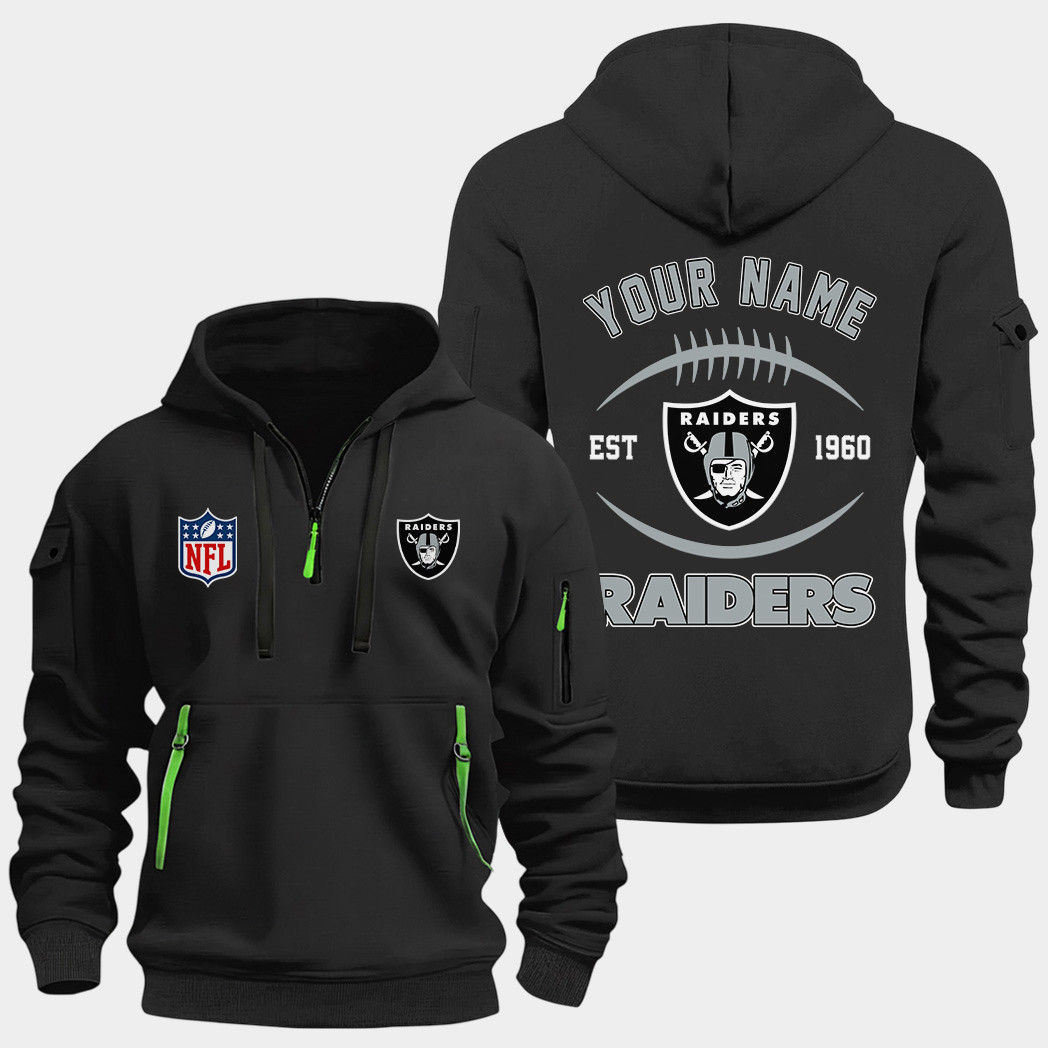 Las Vegas Raiders Black Quarter Zip Hoodie