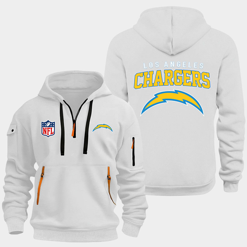 Los Angeles Chargers White Quarter Zip Hoodie