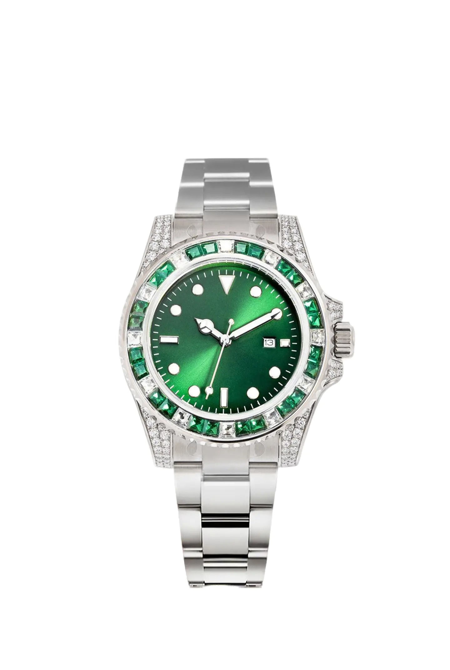 Rolex Submariner Date, 18K White Gold Diamonds Emerald, 40mm