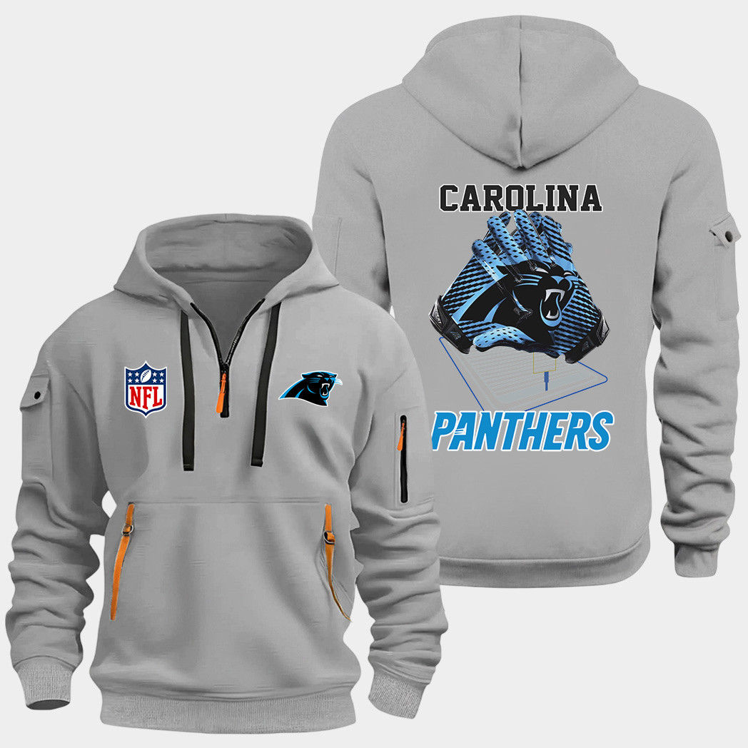 Carolina Panthers Grey Quarter Zip Hoodie