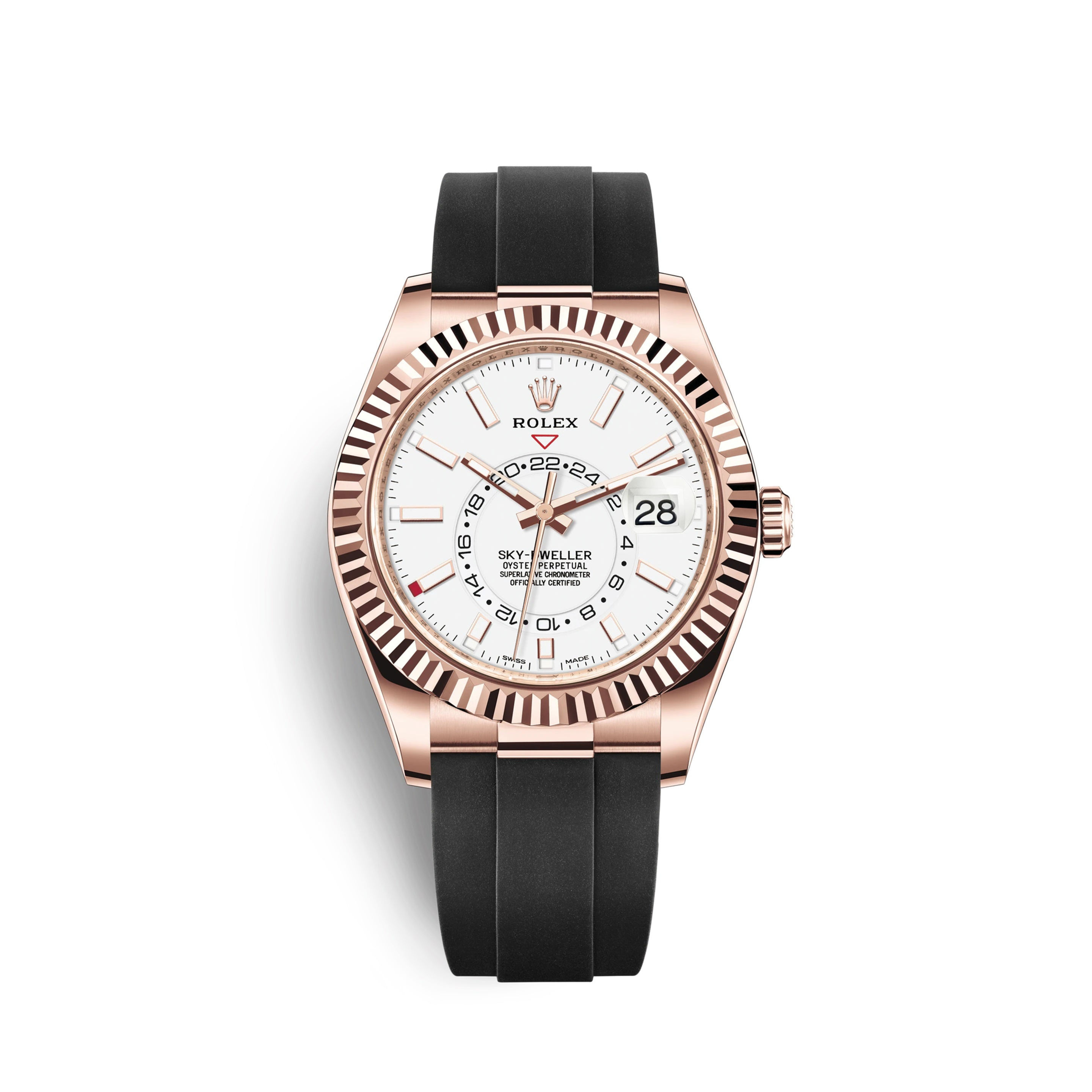 Rolex Sky-Dweller 42mm, 18k Everose Gold, Oysterflex Ref# 326235-0004