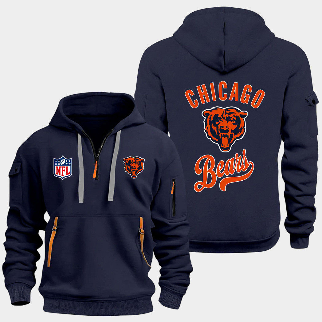 Chicago Bears Navy Quarter Zip Hoodie