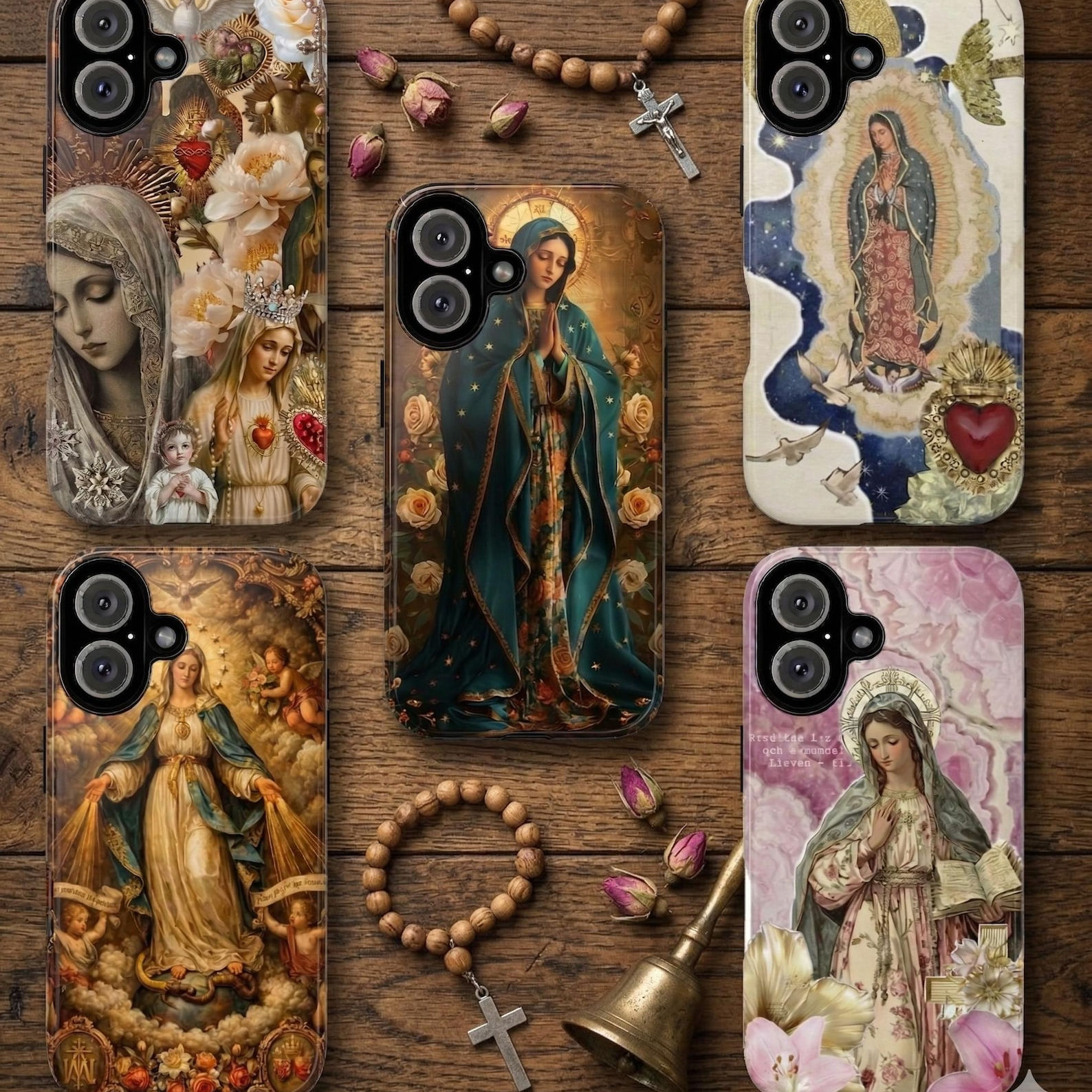 Vintage Virgin Mary Phone Case, Aesthetic Catholic Renaissance Religious Art - F