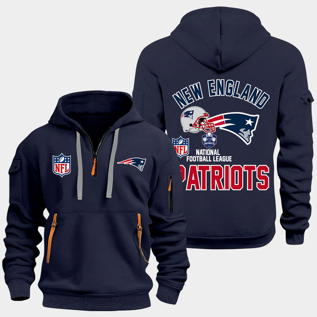 New England Patriots Navy Quarter Zip Hoodie