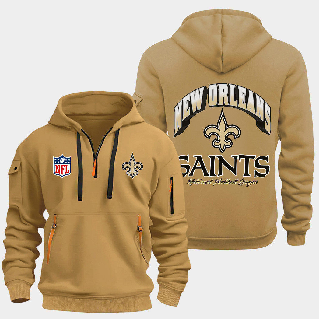 New Orleans Saints Gold Quarter Zip Hoodie