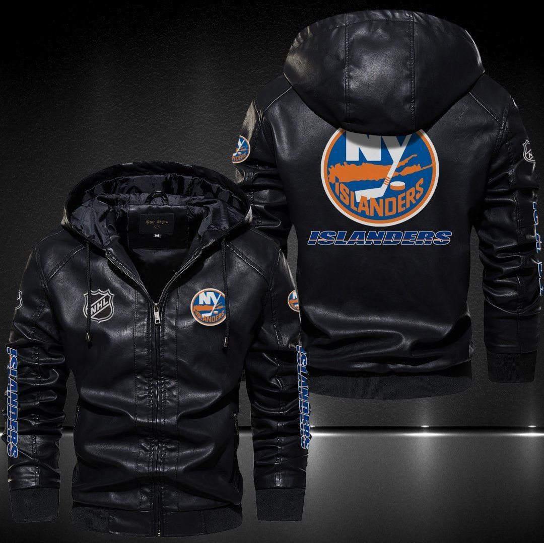 New York Islanders Hooded Leather Jacket 9120