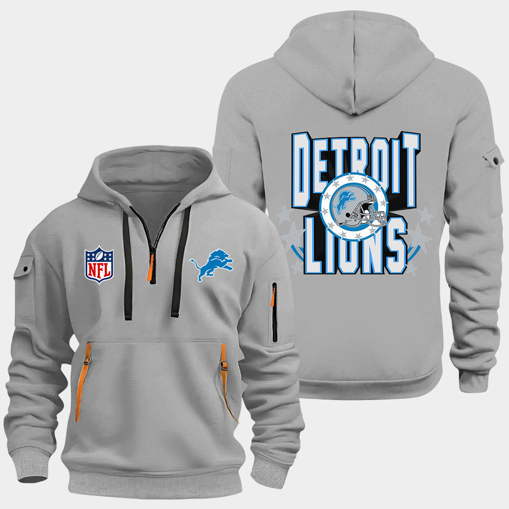 Detroit Lions Grey Quarter Zip Hoodie