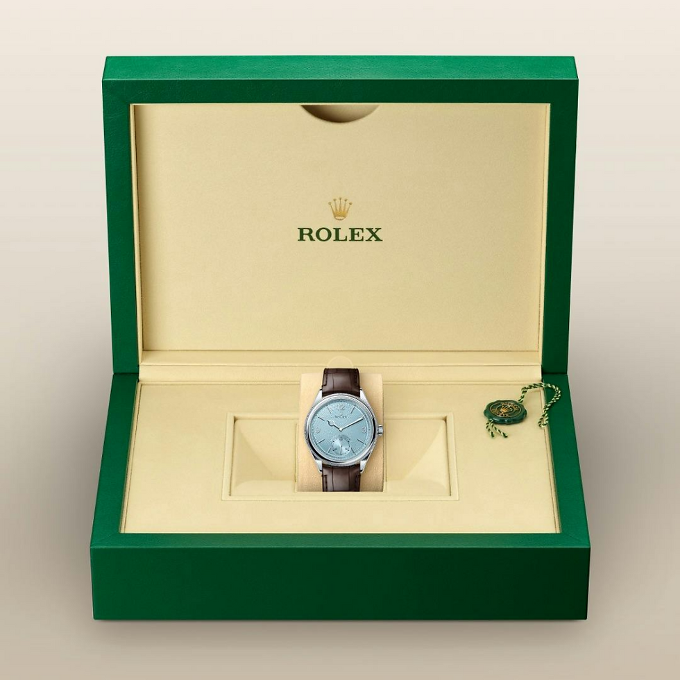 Thumbnail: Rolex 1908 39 mm, platinum, polished finish, Ice-blue Dial