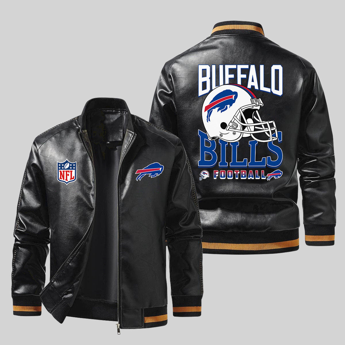 Buffalo Bills NFL Team Logo American Football Helmet Pattern Black 2D Leather Bo