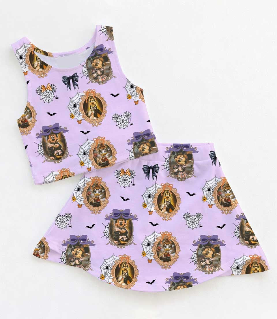 Mouse Halloween Gothic Purple Vintage Fall, Family Matching Dress Set