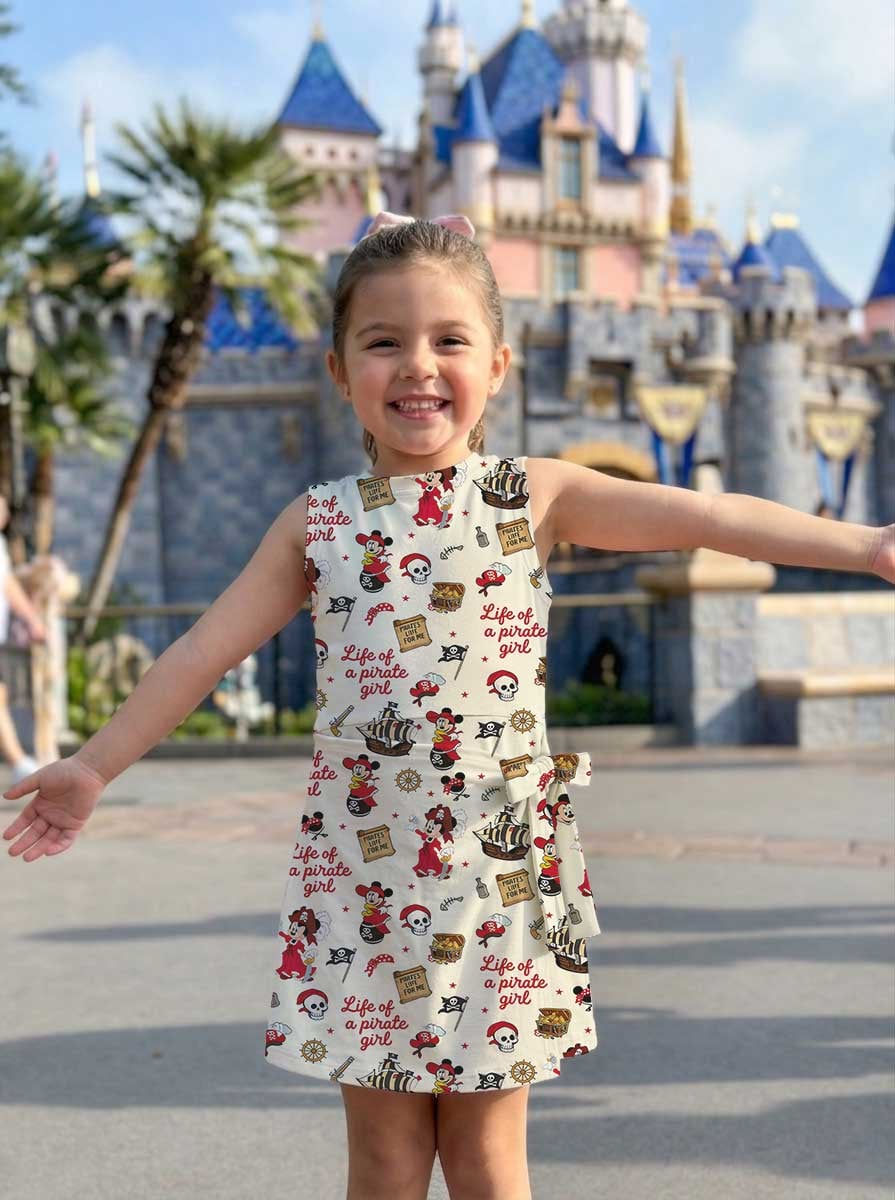 Thumbnail: Girls Mouse Pirate Treasure Map Outfit, Family Matching Tennis Dress Skirt