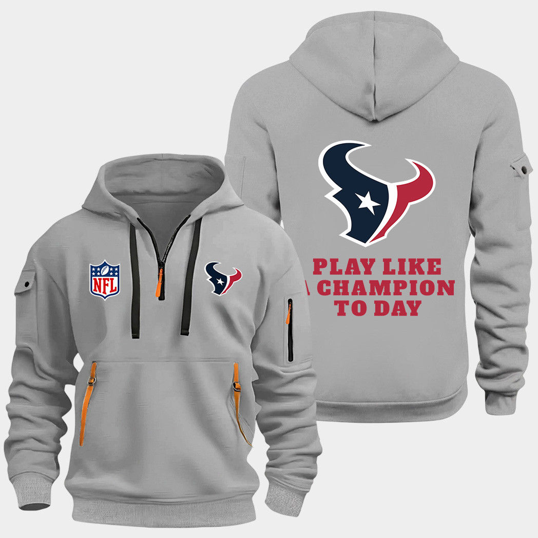 Houston Texans Grey Quarter Zip Hoodie