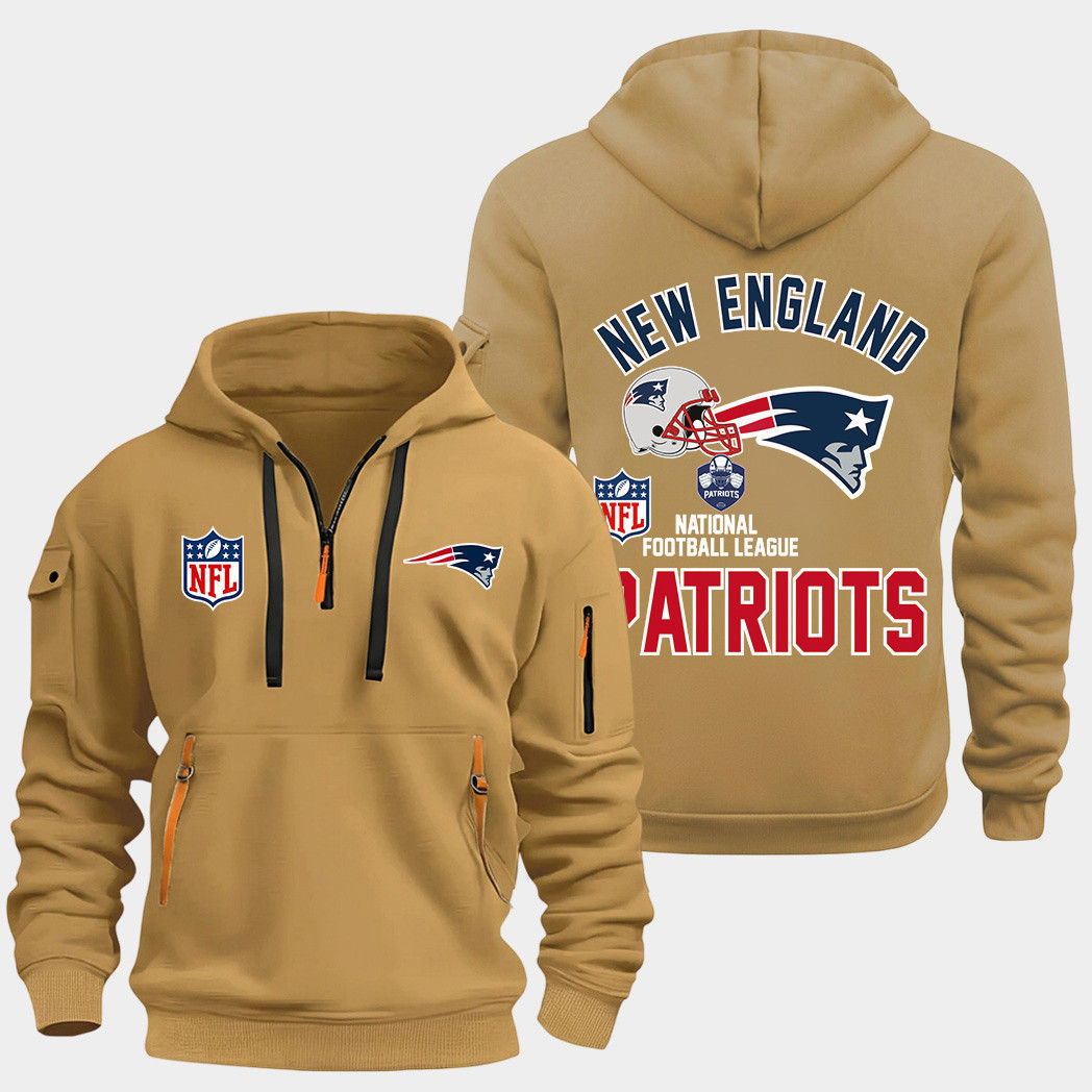 New England Patriots Gold Quarter Zip Hoodie