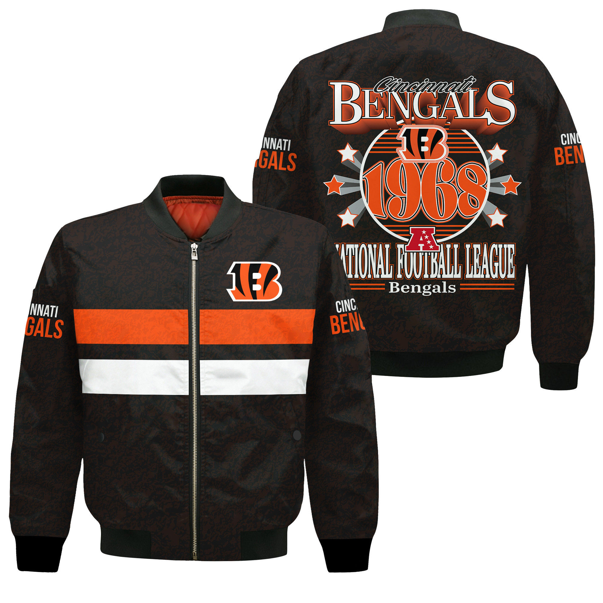 Cincinnati Bengals Football Team 2024 -25 Super Durable Bomber Jacket