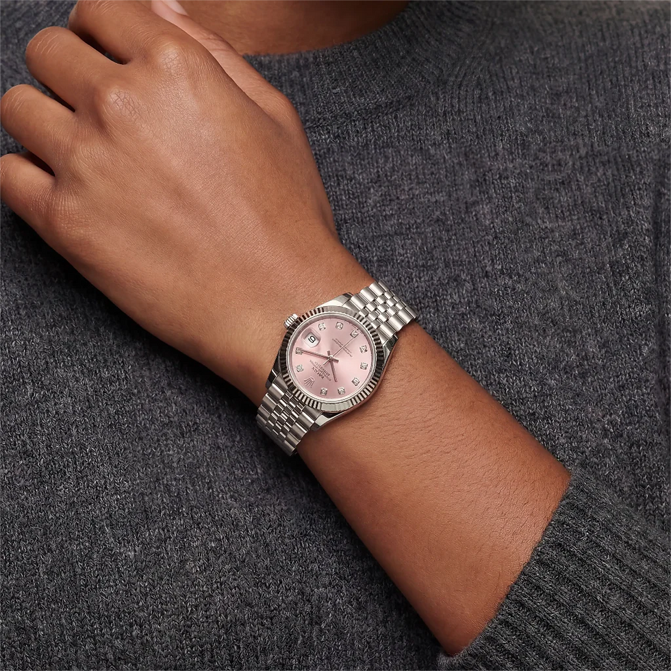 Thumbnail: Rolex Lady-Datejust Automatic Watch With Fluted Bezel And Diamond Hour Details