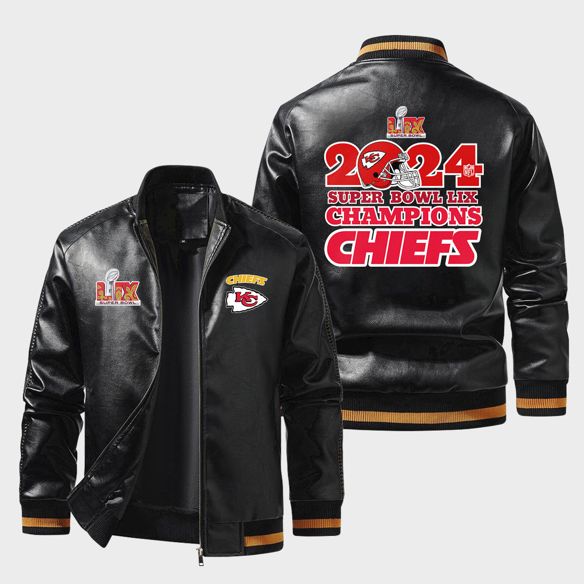 Kansas City Chiefs 2024-2025 Super Bowl LIX New Season Champions Leather Bomber