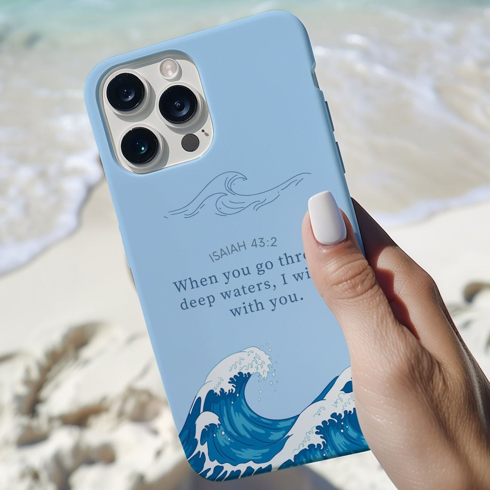 Deep Waters Christian Bible Verse Phone Case, Religious Scripture Gift, Christia