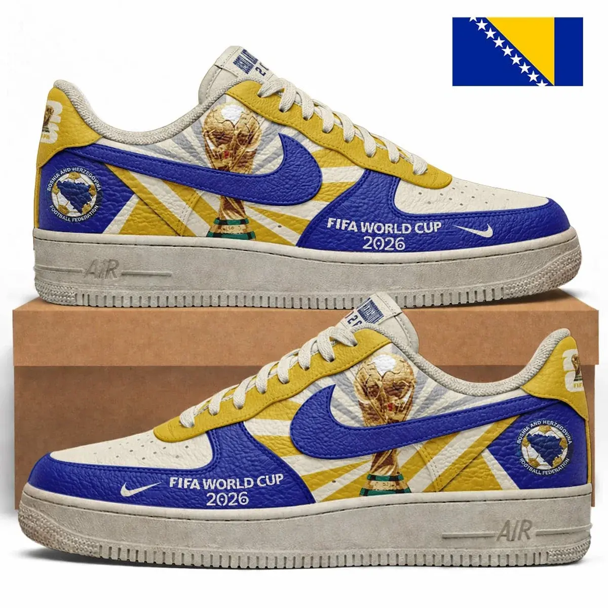 Bosnia and Herzegovina Premium WC26 Vintage Custom Air Force 1 Sneakers