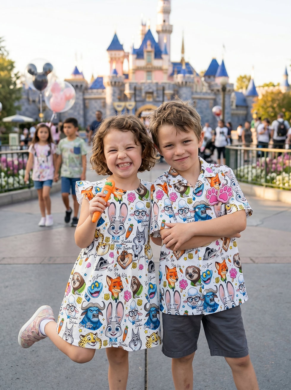 Thumbnail: Zootopia Matching Family Set, Character Print Outfit, Trip Clothes