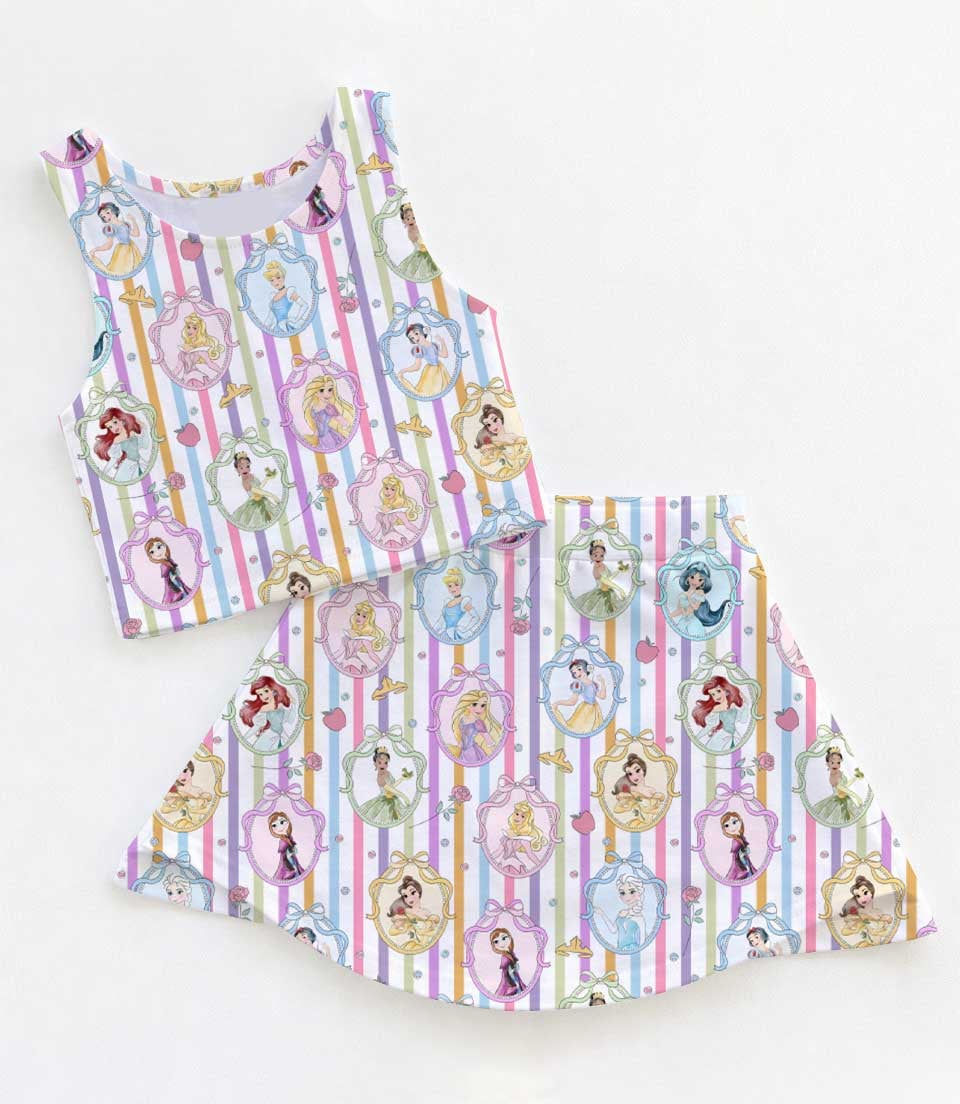 Women’s Princess Cartoon, Family Matching Athletic Dress and Skort Outfit